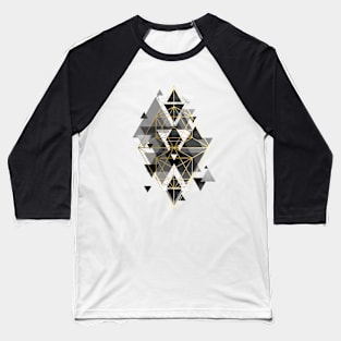 Black White and gold Geometric Baseball T-Shirt